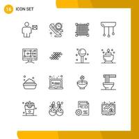 Group of 16 Outlines Signs and Symbols for computer interior time home chandelier Editable Vector Design Elements