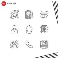 9 Thematic Vector Outlines and Editable Symbols of eco user routine man school Editable Vector Design Elements