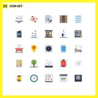 User Interface Pack of 25 Basic Flat Colors of interior cupboard card closet developer Editable Vector Design Elements