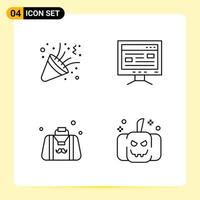 4 Creative Icons for Modern website design and responsive mobile apps 4 Outline Symbols Signs on White Background 4 Icon Pack Creative Black Icon vector background