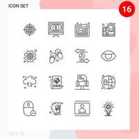 16 Outline concept for Websites Mobile and Apps gear pin pay navigation web image Editable Vector Design Elements