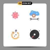 Universal Icon Symbols Group of 4 Modern Flat Icons of flower arrow chinese cloud service configure save Editable Vector Design Elements