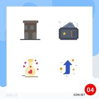 4 Creative Icons Modern Signs and Symbols of architecture movie property pass love Editable Vector Design Elements