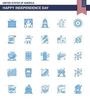 Happy Independence Day 25 Blues Icon Pack for Web and Print dollar desert usa plant cactus Editable USA Day Vector Design Elements