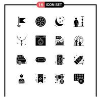 Pictogram Set of 16 Simple Solid Glyphs of people corporate administration smart chart stars Editable Vector Design Elements