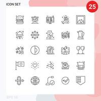 Set of 25 Commercial Lines pack for furniture decor coding asset money Editable Vector Design Elements