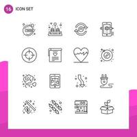 Modern Set of 16 Outlines and symbols such as focus composing refresh drawing mobile Editable Vector Design Elements