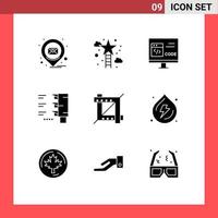 9 User Interface Solid Glyph Pack of modern Signs and Symbols of crop traffic light success traffic develop Editable Vector Design Elements