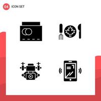 Pack of 4 Universal Glyph Icons for Print Media on White Background vector