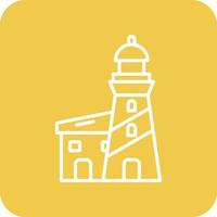 Lighthouse Line Round Corner Background Icons vector
