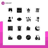 Set of 16 Modern UI Icons Symbols Signs for eye profile cupcake edit interaction Editable Vector Design Elements