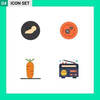 4 User Interface Flat Icon Pack of modern Signs and Symbols of baby carrot medical company vegetables Editable Vector Design Elements