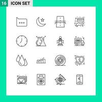 Set of 16 Modern UI Icons Symbols Signs for media player clock construction payment card Editable Vector Design Elements
