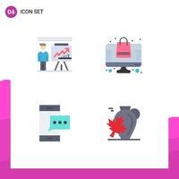 Set of 4 Modern UI Icons Symbols Signs for business contact businessman online mobile Editable Vector Design Elements