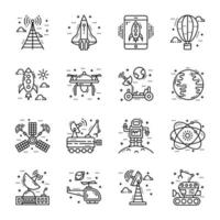 Set of Space Travel Line Icons vector
