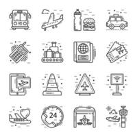 Set of Transportation Line Icons vector