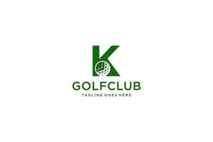 letra k para la plantilla vectorial de diseño del logotipo de golf, etiqueta vectorial de golf, logotipo del campeonato de golf, ilustración, icono creativo, concepto de diseño vector