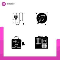 Glyph Icon set Pack of 4 Solid Icons isolated on White Background for responsive Website Design Print and Mobile Applications vector