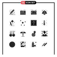 Modern Set of 16 Solid Glyphs Pictograph of labour hard design cap pad Editable Vector Design Elements