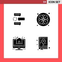 4 Icon Pack Solid Style Glyph Symbols on White Background Simple Signs for general designing vector