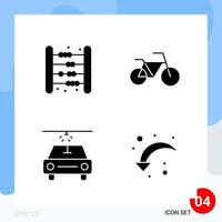 Modern Pack of 4 Icons Solid Glyph Symbols isolated on White Backgound for Website designing Creative Black Icon vector background