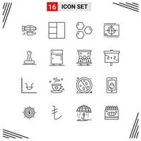 16 Icons Line Style Grid Based Creative Outline Symbols for Website Design Simple Line Icon Signs Isolated on White Background 16 Icon Set vector