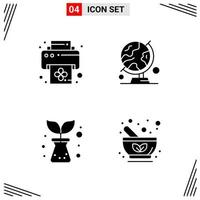 4 Icons Solid Style Grid Based Creative Glyph Symbols for Website Design Simple Solid Icon Signs Isolated on White Background 4 Icon Set vector