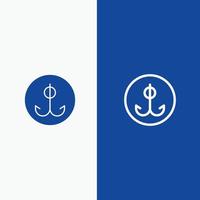 Decoy Fishing Hook Sport Line and Glyph Solid icon Blue banner Line and Glyph Solid icon Blue banner vector