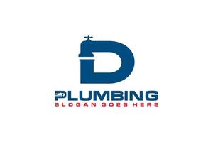 D Initial for Plumbing Service Logo Template, Water Service Logo icon vector. vector