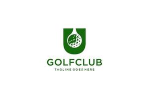 letra u para la plantilla vectorial de diseño del logotipo de golf, etiqueta vectorial de golf, logotipo del campeonato de golf, ilustración, icono creativo, concepto de diseño vector