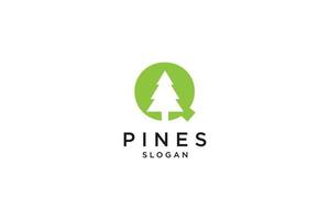 initial letter Q with  Hemlock, Evergreen, Pines, Spruce, Cedar trees logo design template vector