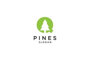 initial letter Q with  Hemlock, Evergreen, Pines, Spruce, Cedar trees logo design template vector