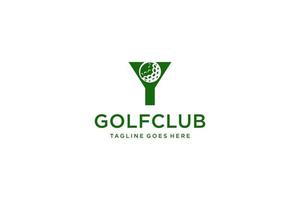 letra y para la plantilla vectorial de diseño del logotipo de golf, etiqueta vectorial de golf, logotipo del campeonato de golf, ilustración, icono creativo, concepto de diseño vector