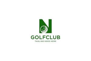 letra n para la plantilla vectorial de diseño del logotipo de golf, etiqueta vectorial de golf, logotipo del campeonato de golf, ilustración, icono creativo, concepto de diseño vector