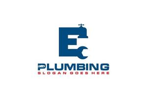 E Initial for Plumbing Service Logo Template, Water Service Logo icon vector. vector