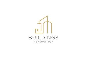 Letter J for Real Estate Remodeling Logo. Construction Architecture Building Logo Design Template Element. vector