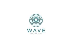 Abstract Vintage Circular Sun and Sea Wave Logo. Flat Vector Logo Design Template Element.