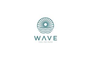 Abstract Vintage Circular Sun and Sea Wave Logo. Flat Vector Logo Design Template Element.