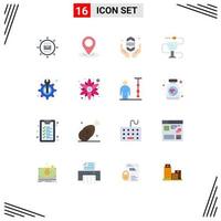Mobile Interface Flat Color Set of 16 Pictograms of maintenance medicine pray health disease Editable Pack of Creative Vector Design Elements