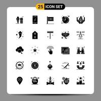 Pictogram Set of 25 Simple Solid Glyphs of save insurance indian seo analytics Editable Vector Design Elements