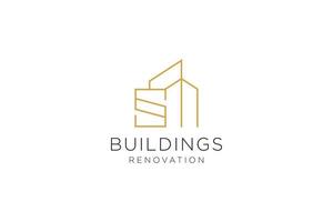 Letter S for Real Estate Remodeling Logo. Construction Architecture Building Logo Design Template Element. vector