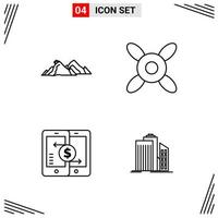 4 Icons Line Style Grid Based Creative Outline Symbols for Website Design Simple Line Icon Signs Isolated on White Background 4 Icon Set Creative Black Icon vector background
