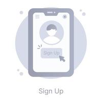 Grab this amazing flat conceptual icon of sign up vector