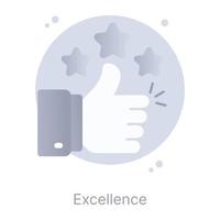 Thumbs up, flat round icon of excellence vector