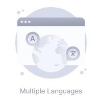 Multiple languages, a flat conceptual icon with download facility vector