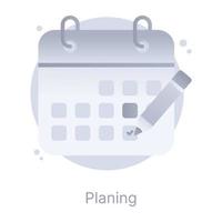 un calendario de planificación de eventos, icono de concepto plano vector