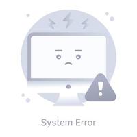 un icono de error del sistema en diseño plano vector