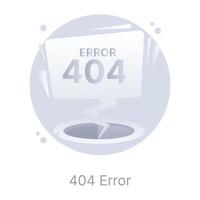 Error 404, icono plano moderno vector