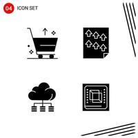 colección de 4 iconos vectoriales en estilo sólido símbolos de glifo perfecto de píxeles para web y signos de iconos sólidos móviles sobre fondo blanco 4 iconos fondo de vector de icono negro creativo