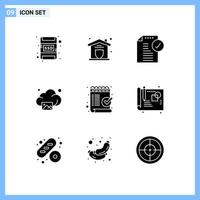 9 Creative Icons Modern Signs and Symbols of checklist technology approved image cloud Editable Vector Design Elements